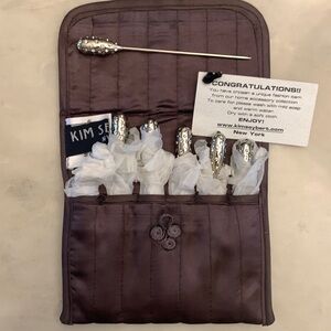 Kim Seybert NWT-6 Silver and Stone Cocktail Picks